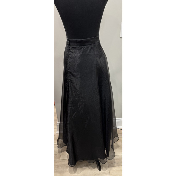 Vintage Whimsigoth Maxi Skirt Sheer Black Organza Lined Goth Evening Sheen Sz 14 - Picture 4 of 11